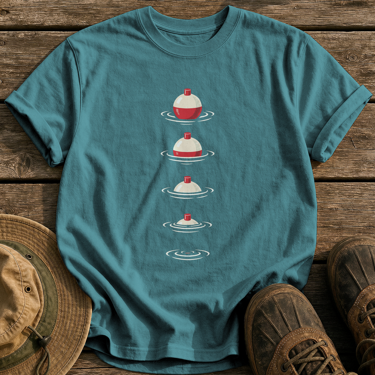 Bobber Phases tee - Blue Spruce - front