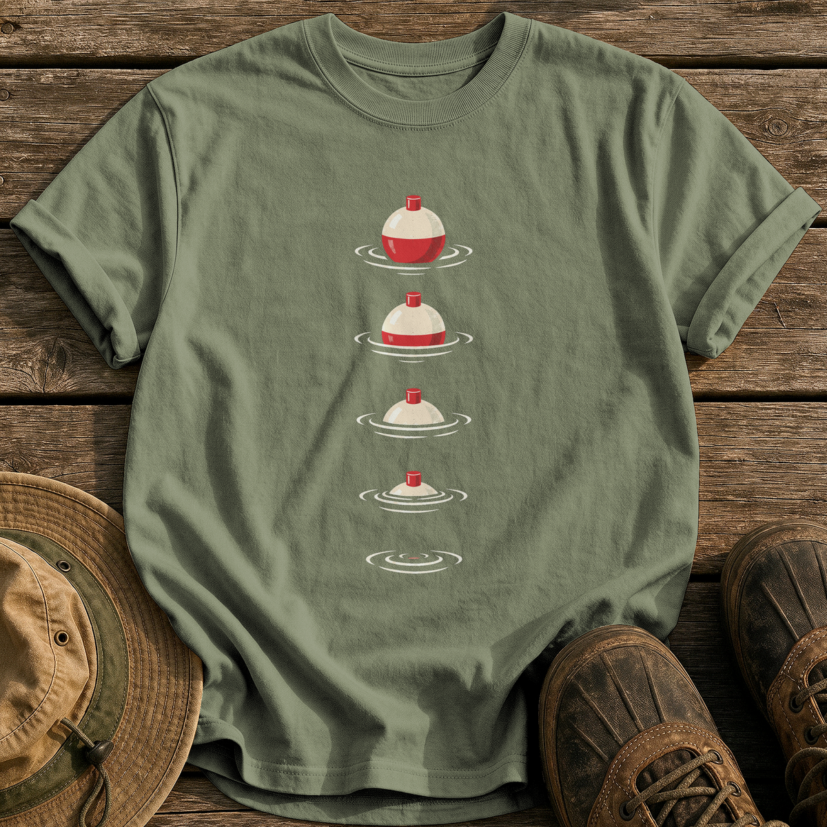 Bobber Phases tee - Sage - front
