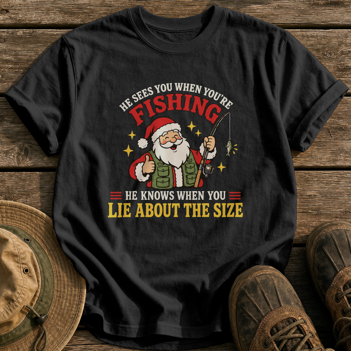 He Sees You Fishing tee - Black - front