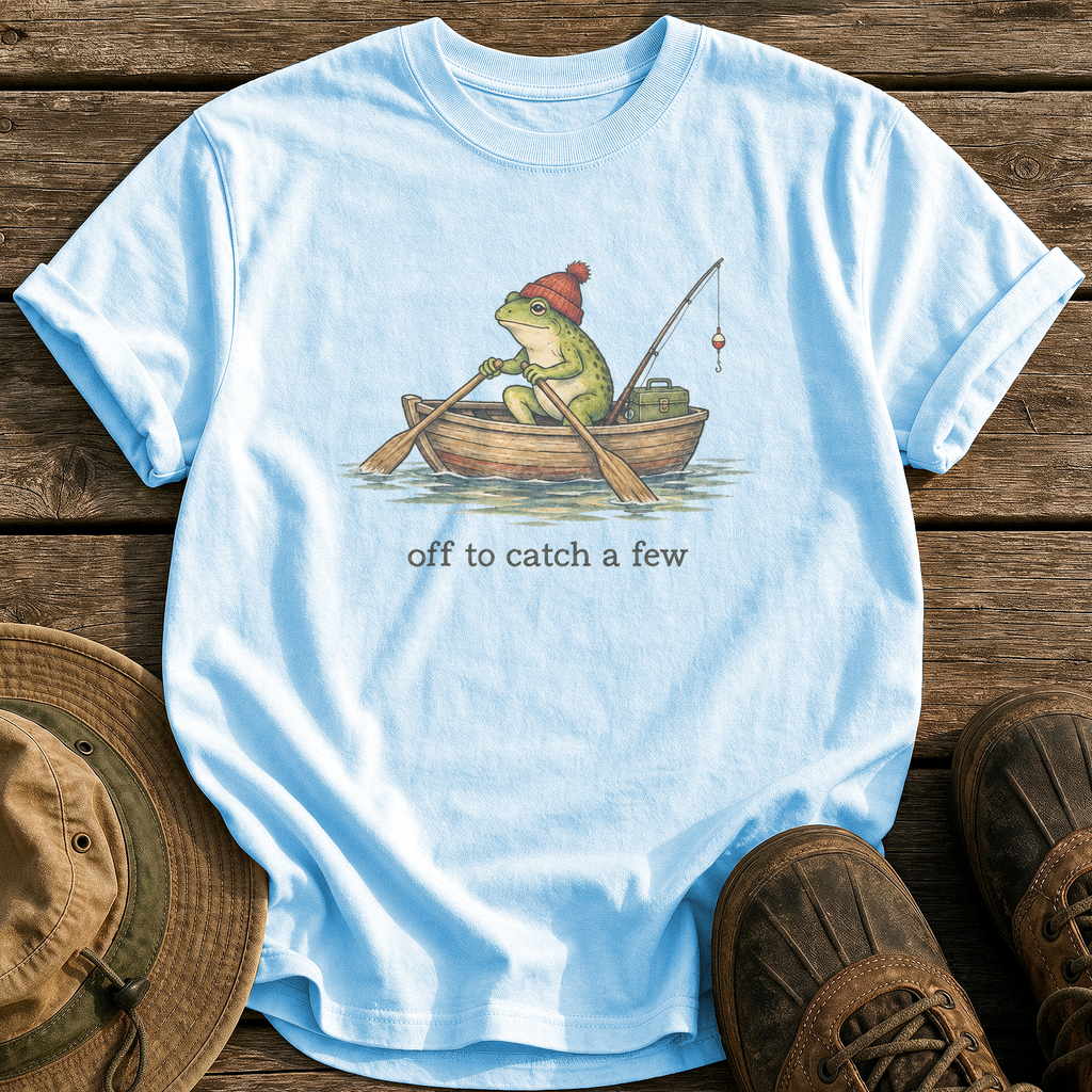 Off To Catch A Few tee - Chambray - front