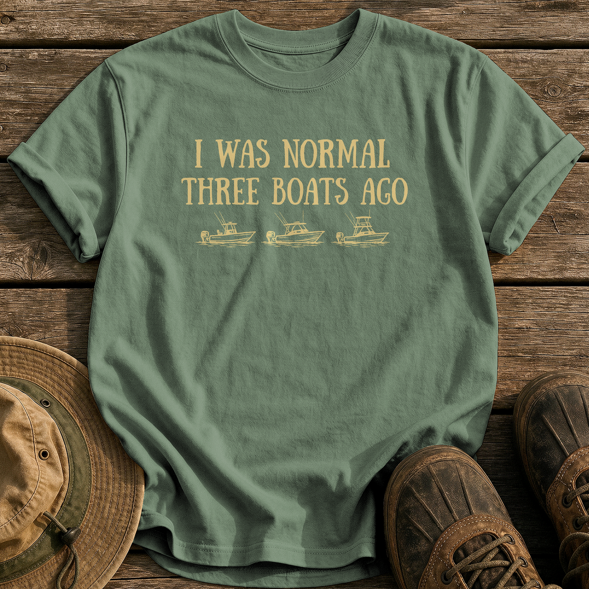 Normal Three Boats Ago tee - Moss - front