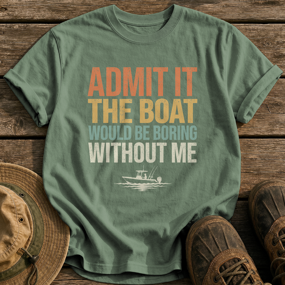 Boring Without Me tee - Moss - front