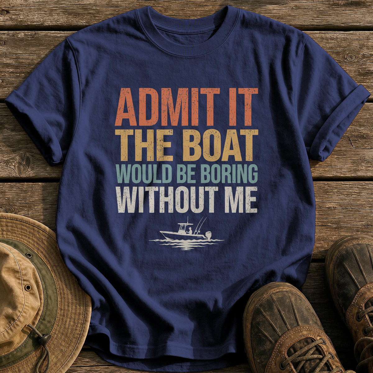 Boring Without Me tee - True Navy - front