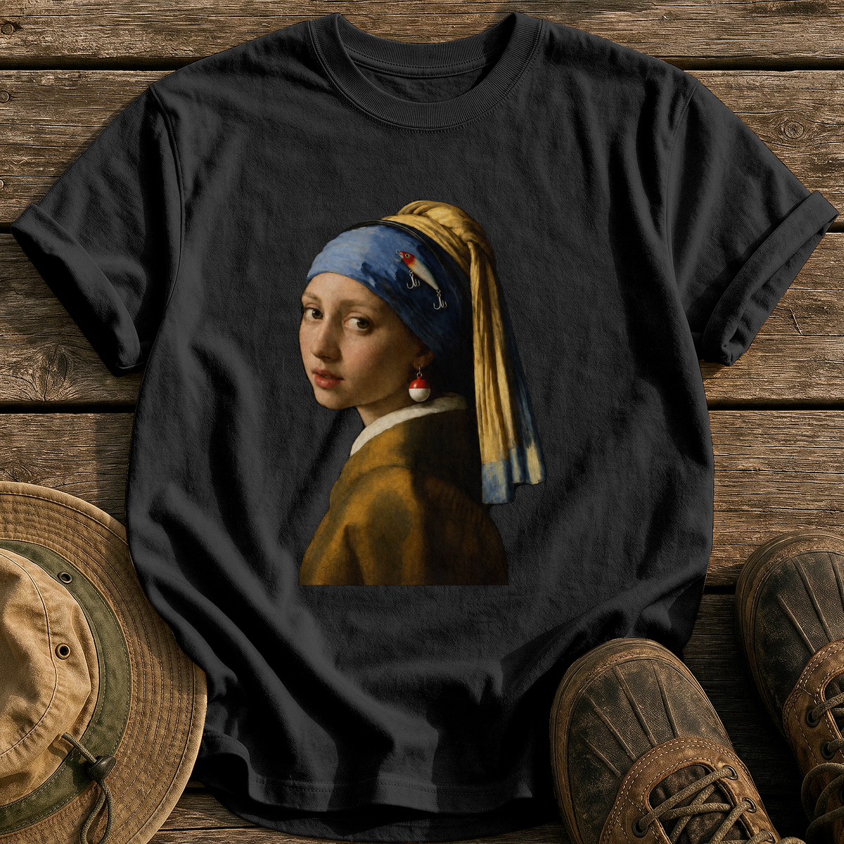Girl With A Bobber Earring tee - Black - front
