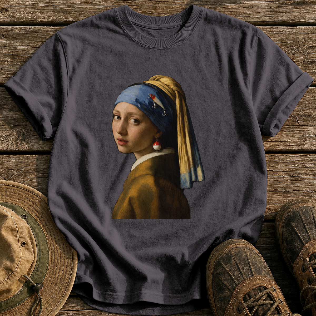 Girl With A Bobber Earring tee - Graphite - front