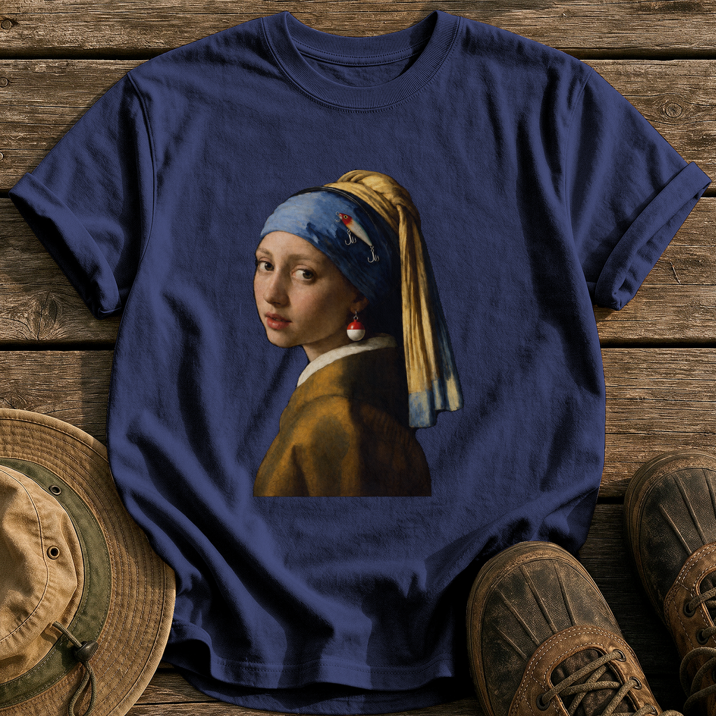 Girl With A Bobber Earring tee - True Navy - front