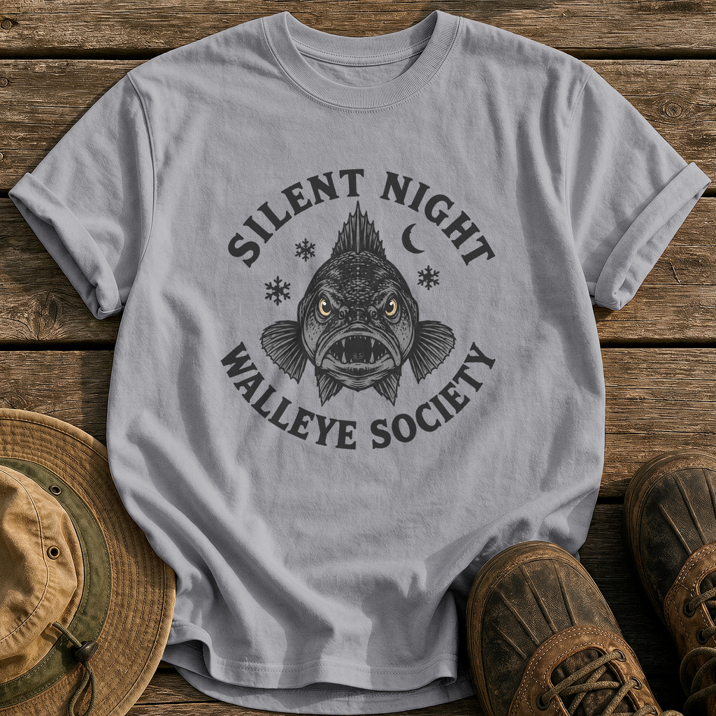 Silent Night Walleye Society tee - Grey - front