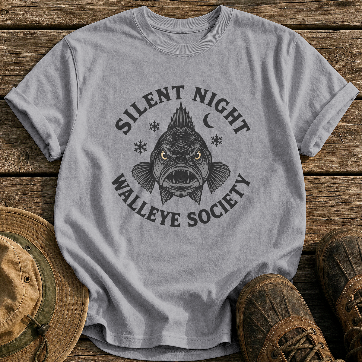 Silent Night Walleye Society tee - Grey - front