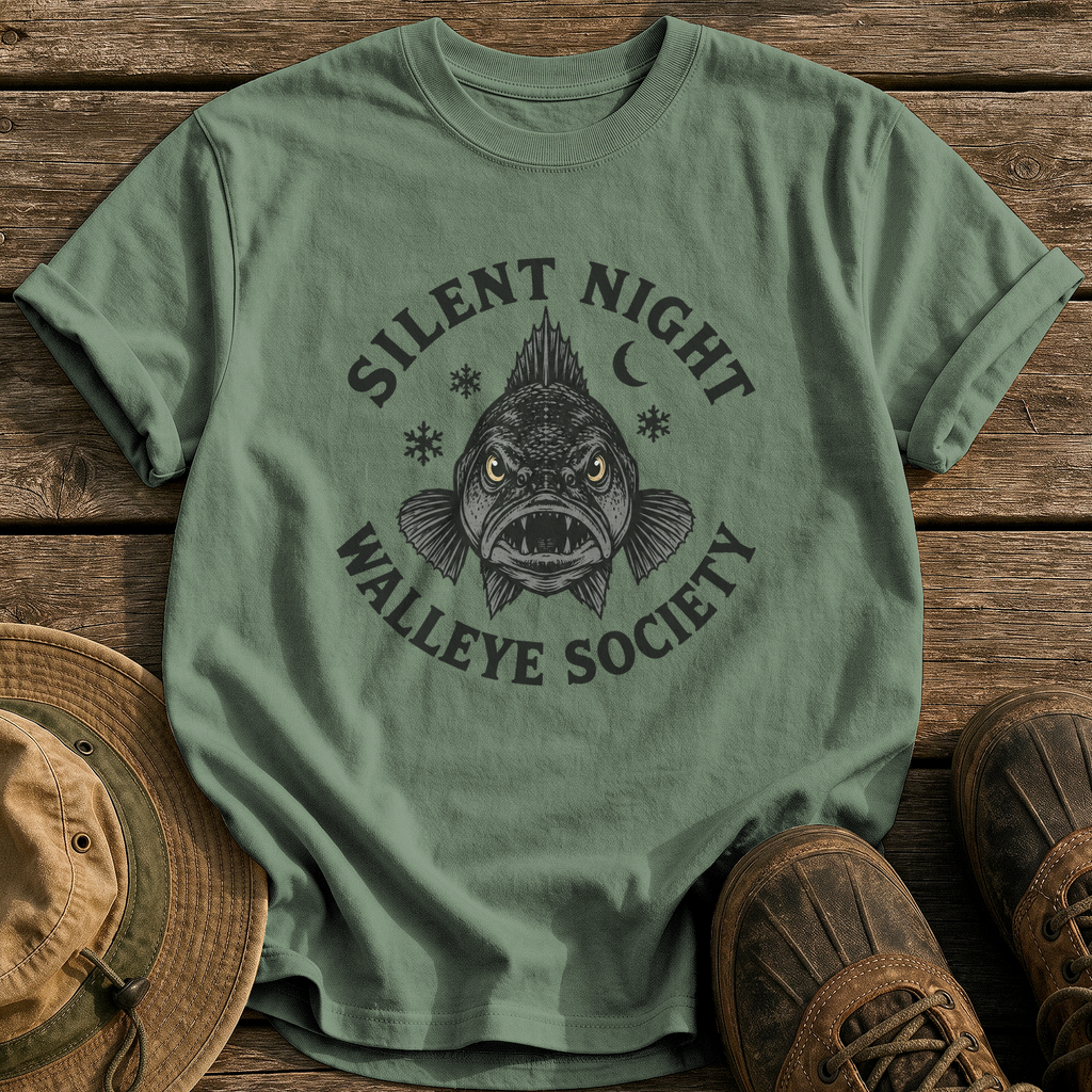 Silent Night Walleye Society tee - Moss - front
