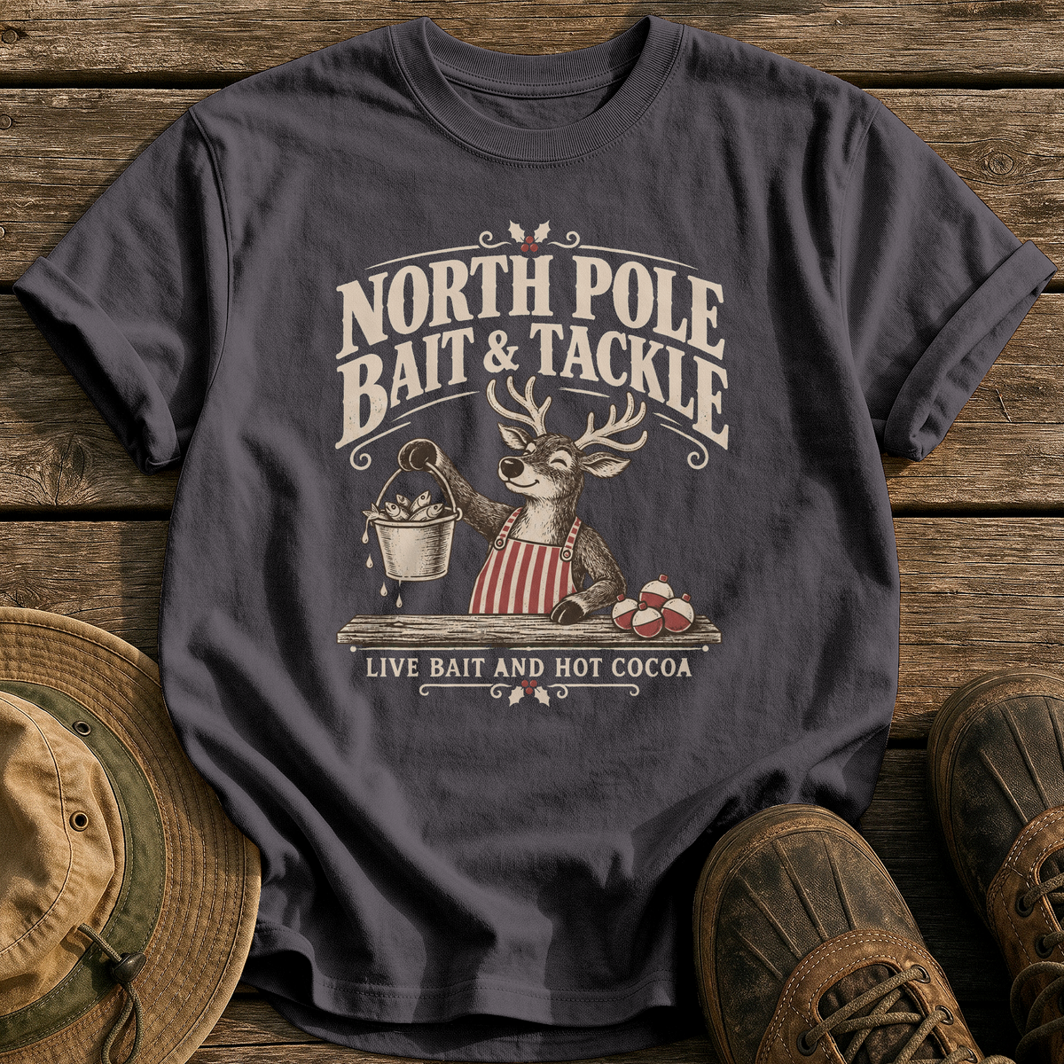 North Pole Bait & Tackle tee - Graphite - front