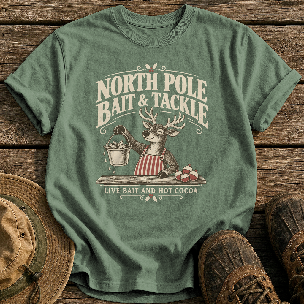 North Pole Bait & Tackle tee - Moss - front