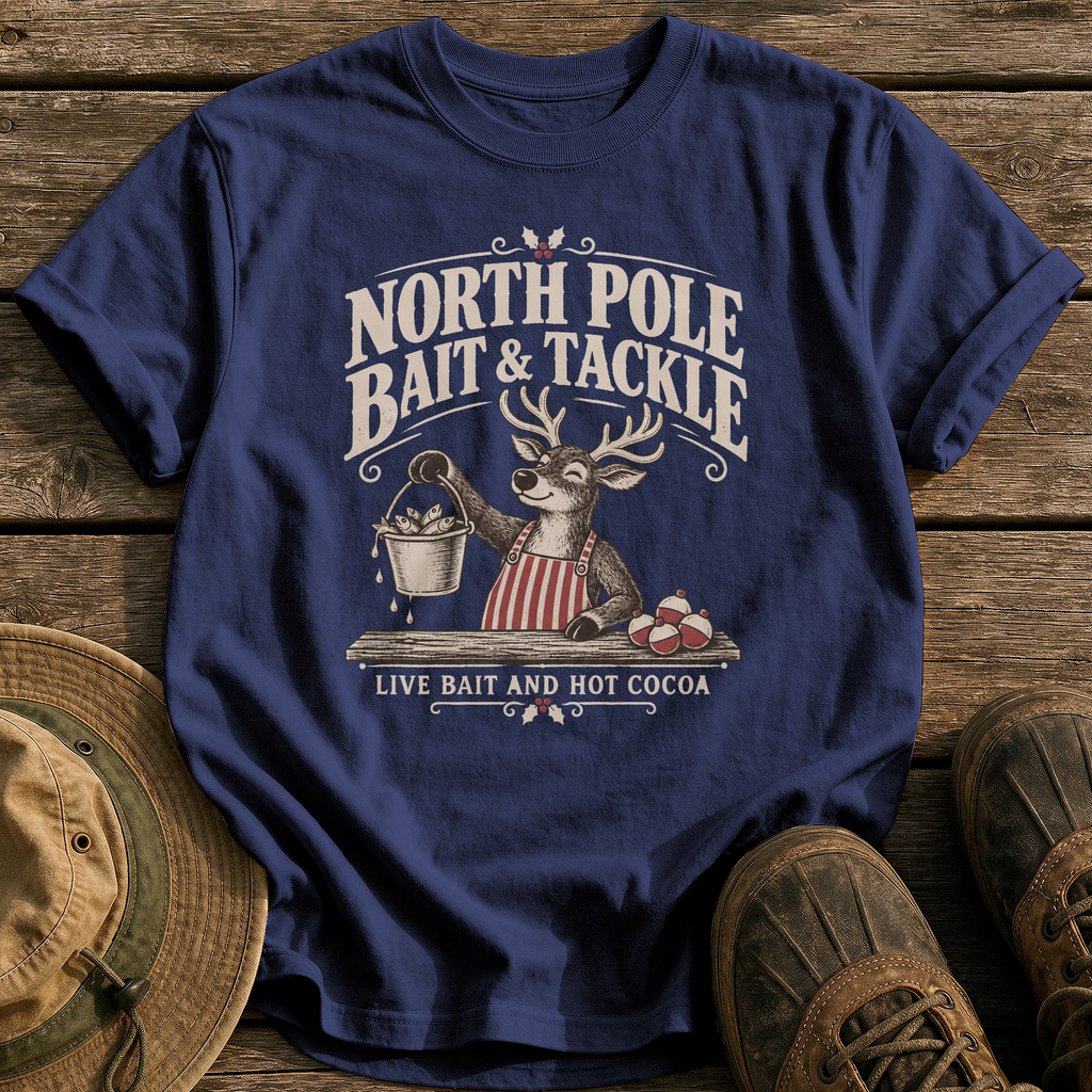 North Pole Bait & Tackle tee - True Navy - front