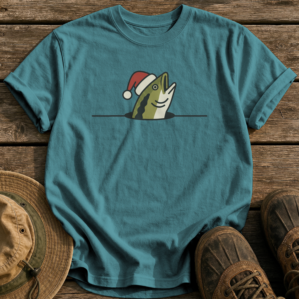 Santa Hat Bass tee - Blue Spruce - front