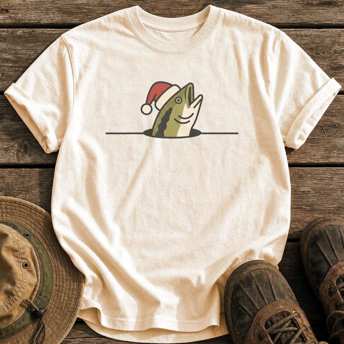 Santa Hat Bass tee - Ivory - front