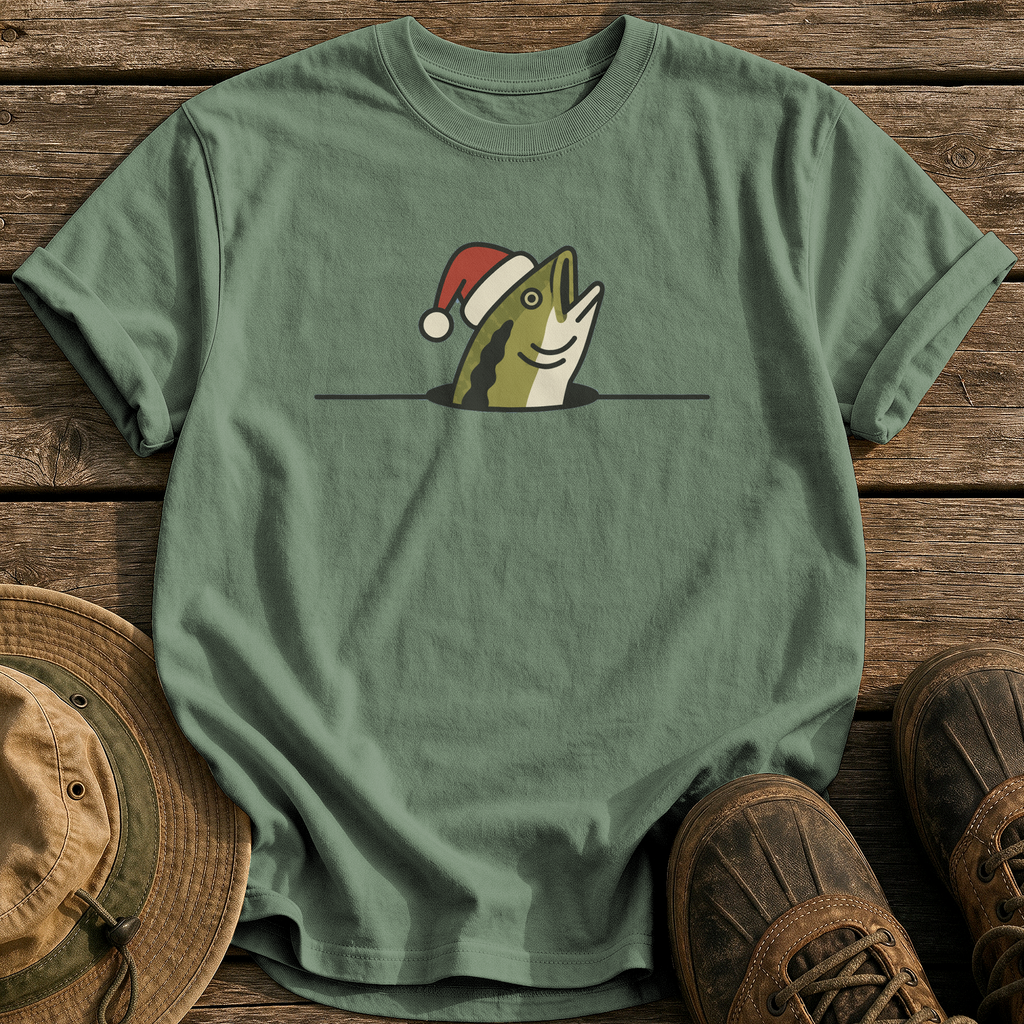 Santa Hat Bass tee - Moss - front