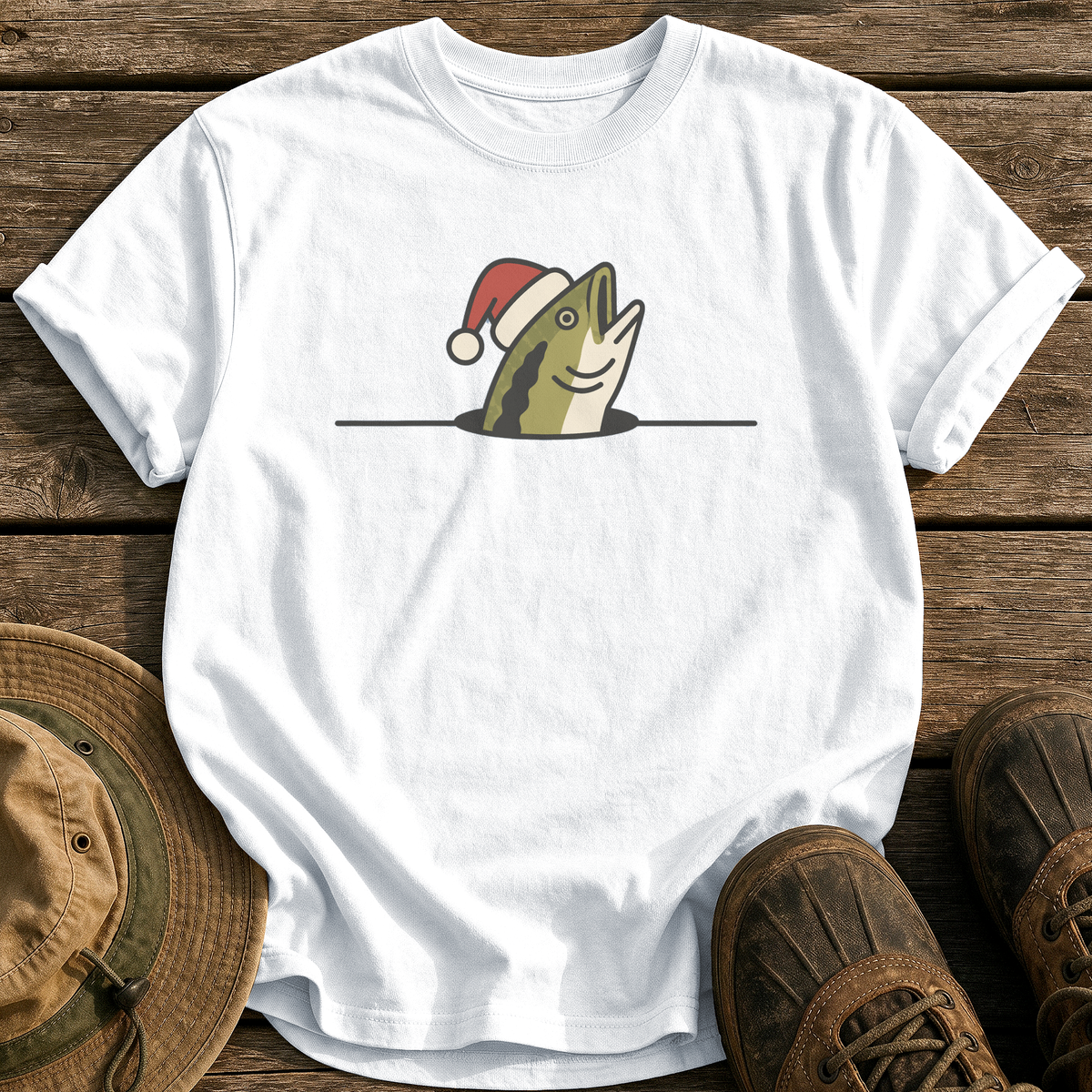 Santa Hat Bass tee - White - front