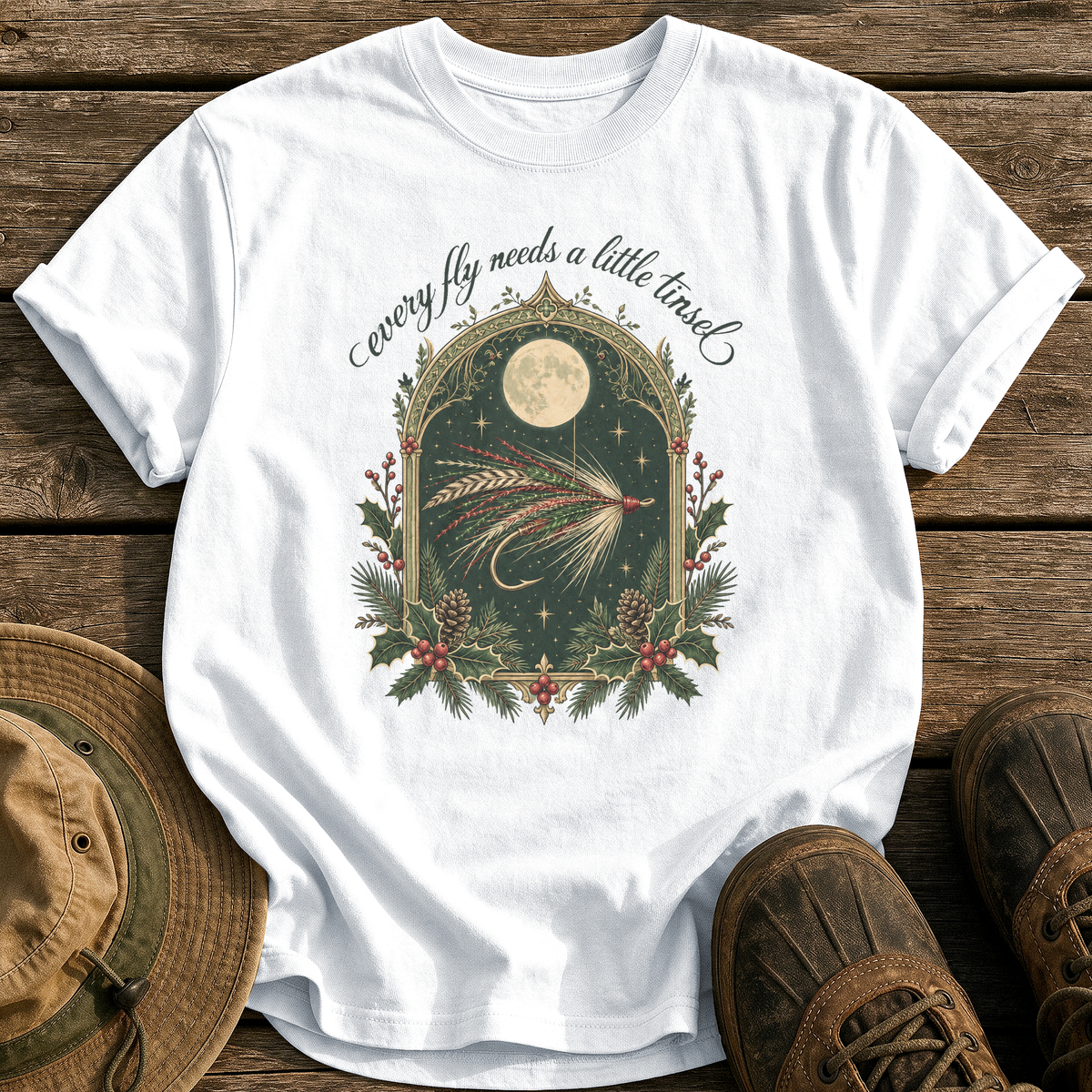 Every Fly Needs Tinsel tee - White - front