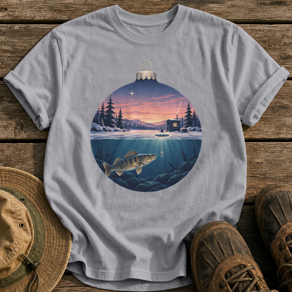 Ice Fishing Ornament tee - Grey - front
