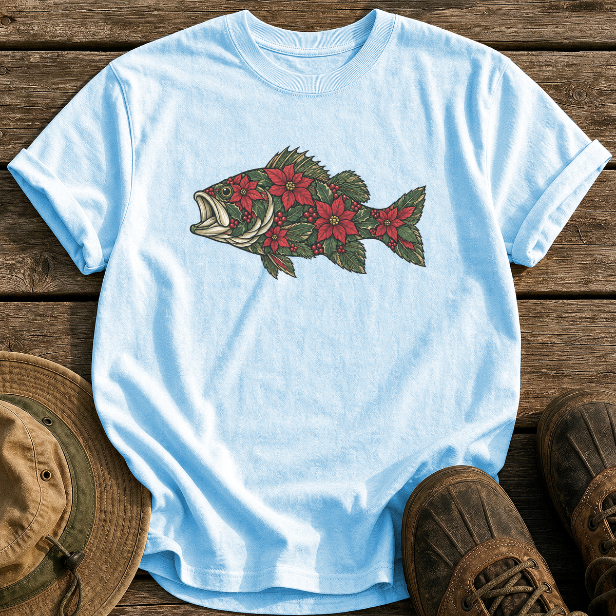 Poinsettia Bass tee - Chambray - front