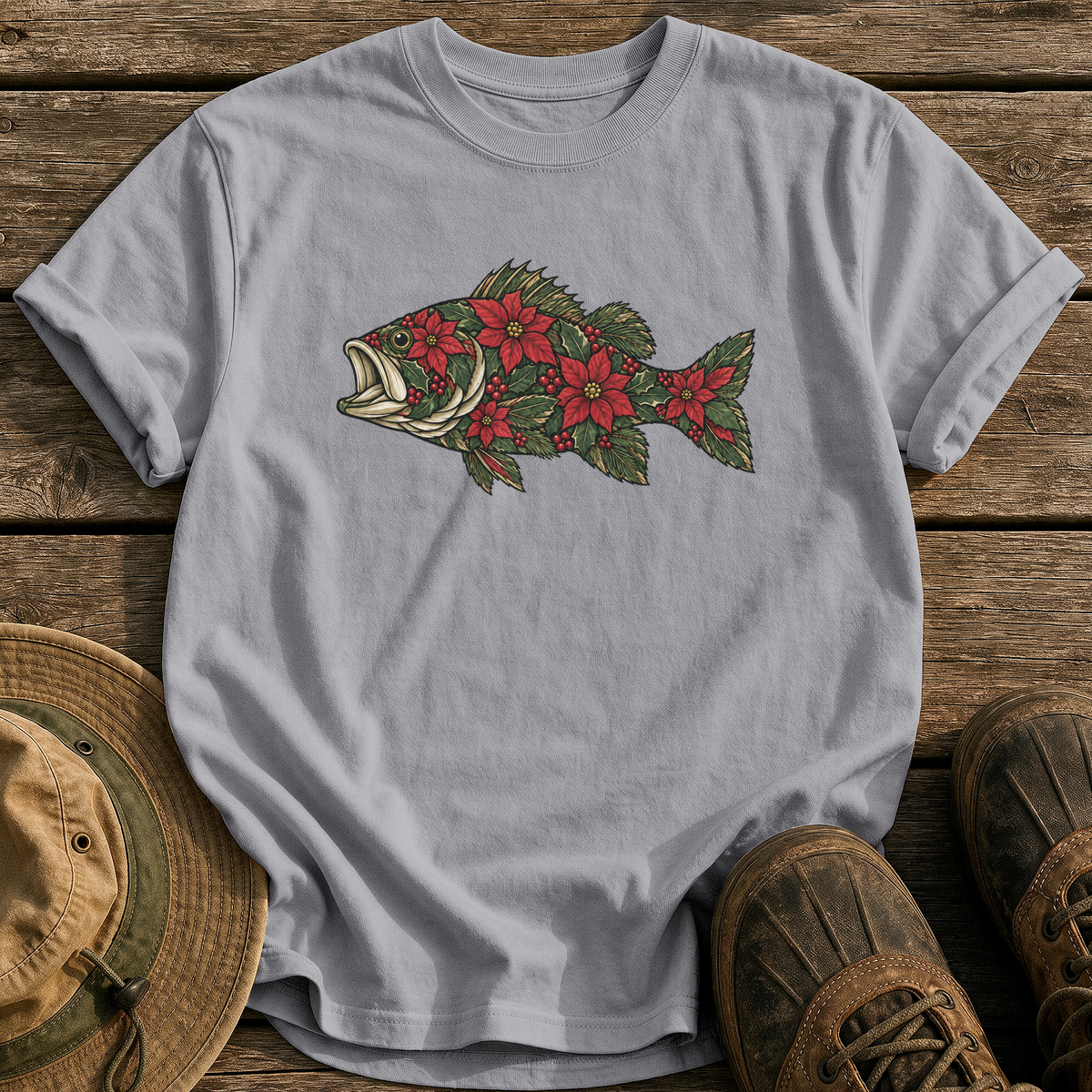 Poinsettia Bass tee - Grey - front