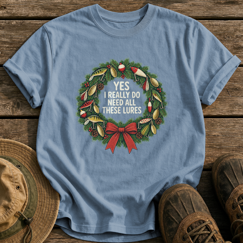 Need All These Lures tee - Blue Jean - front