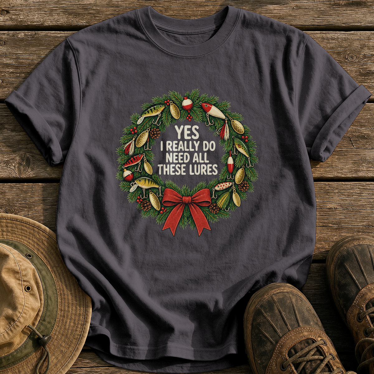 Need All These Lures tee - Graphite - front