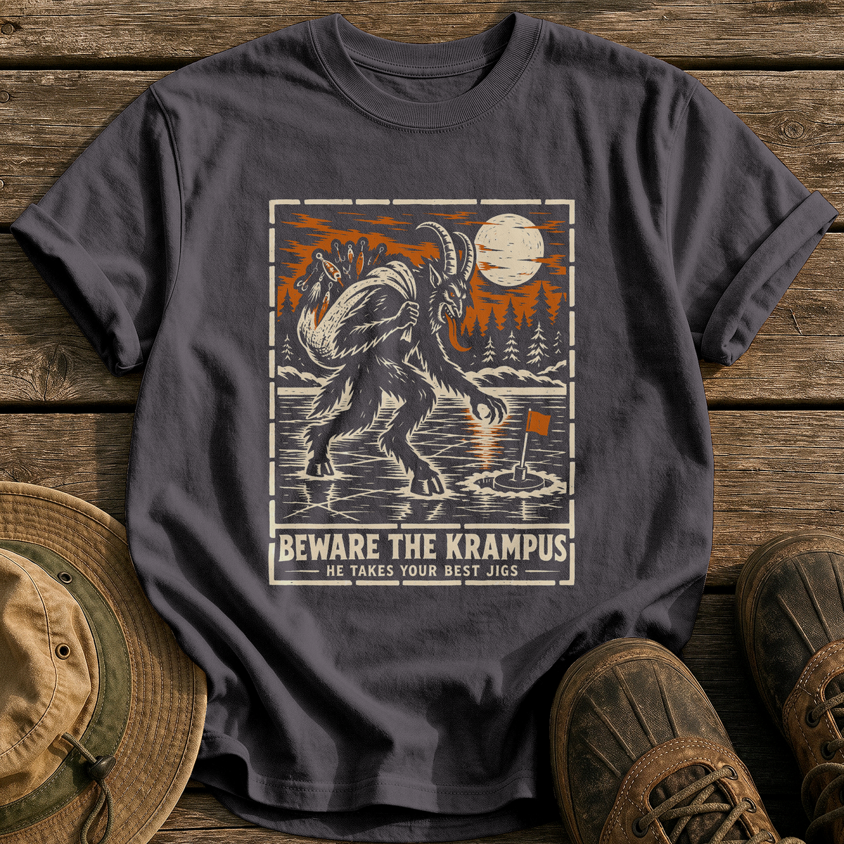 Beware The Krampus tee - Graphite - front