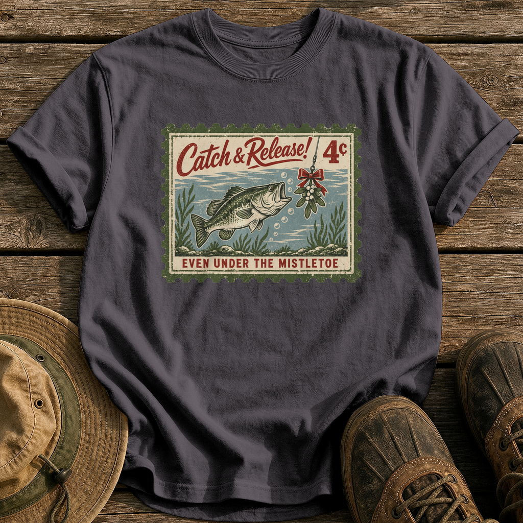 Catch & Release Mistletoe tee - Graphite - front