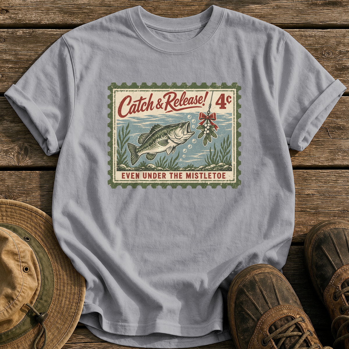 Catch & Release Mistletoe tee - Grey - front