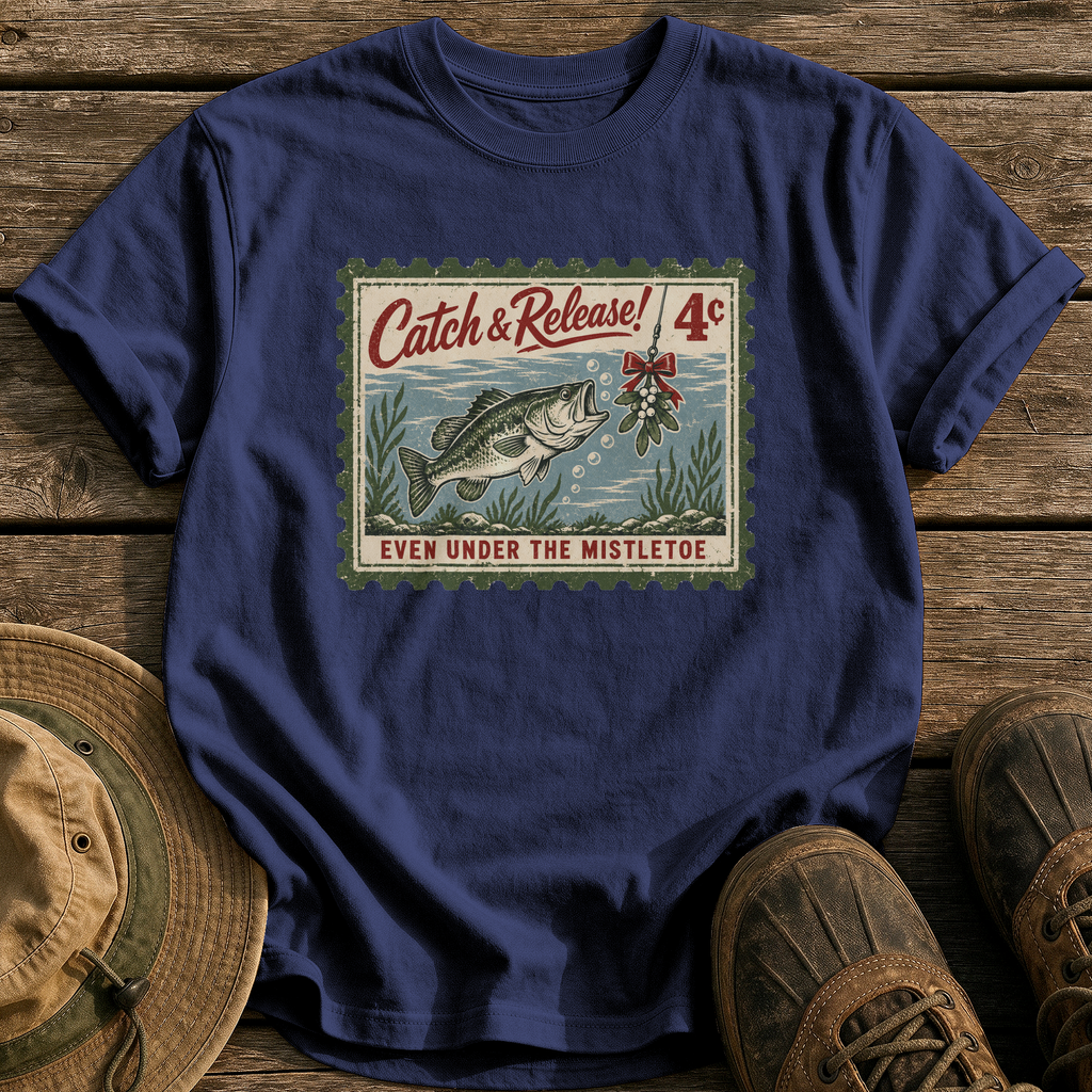 Catch & Release Mistletoe tee - True Navy - front