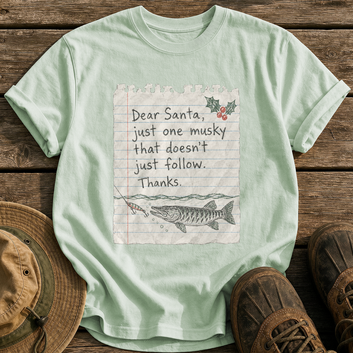 Dear Santa, Just One Musky tee - Bay - front