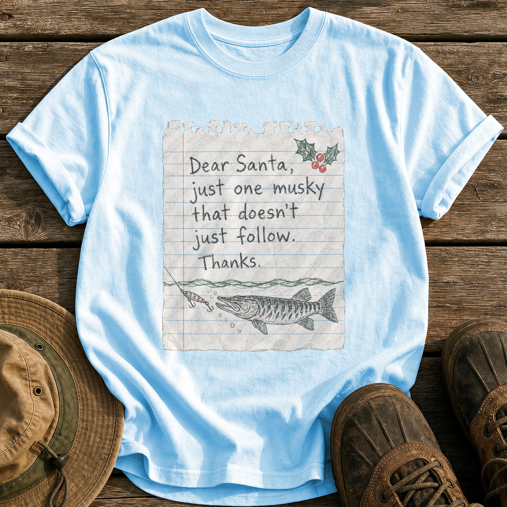 Dear Santa, Just One Musky tee - Chambray - front