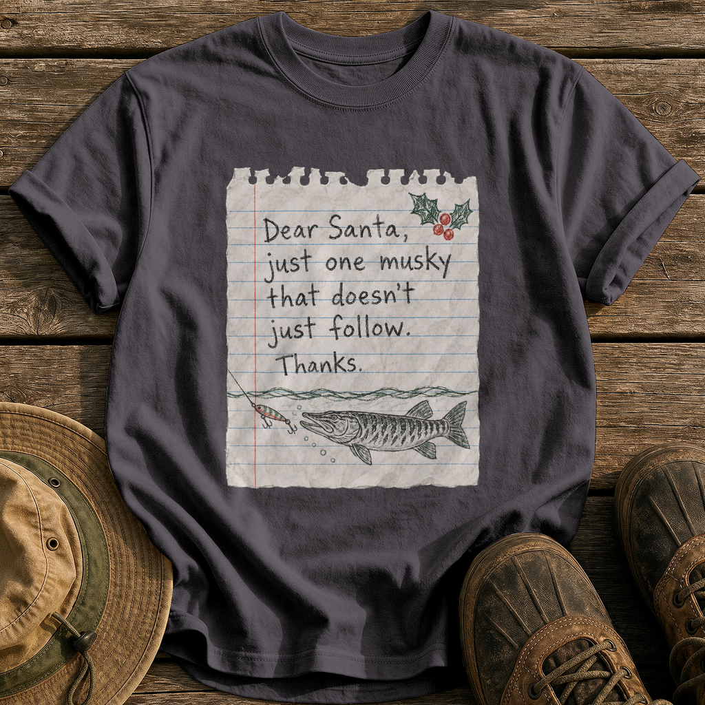 Dear Santa, Just One Musky tee - Graphite - front