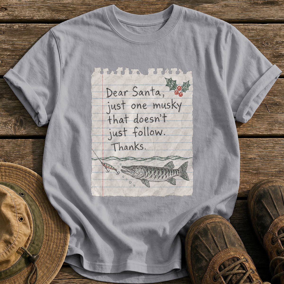 Dear Santa, Just One Musky tee - Grey - front