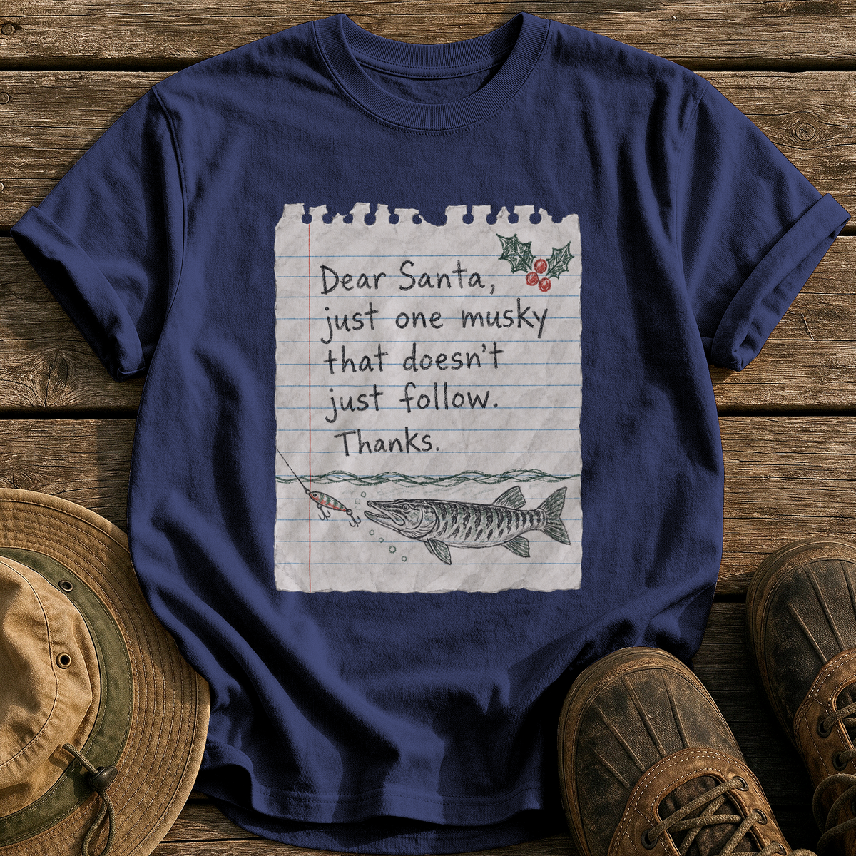 Dear Santa, Just One Musky tee - True Navy - front