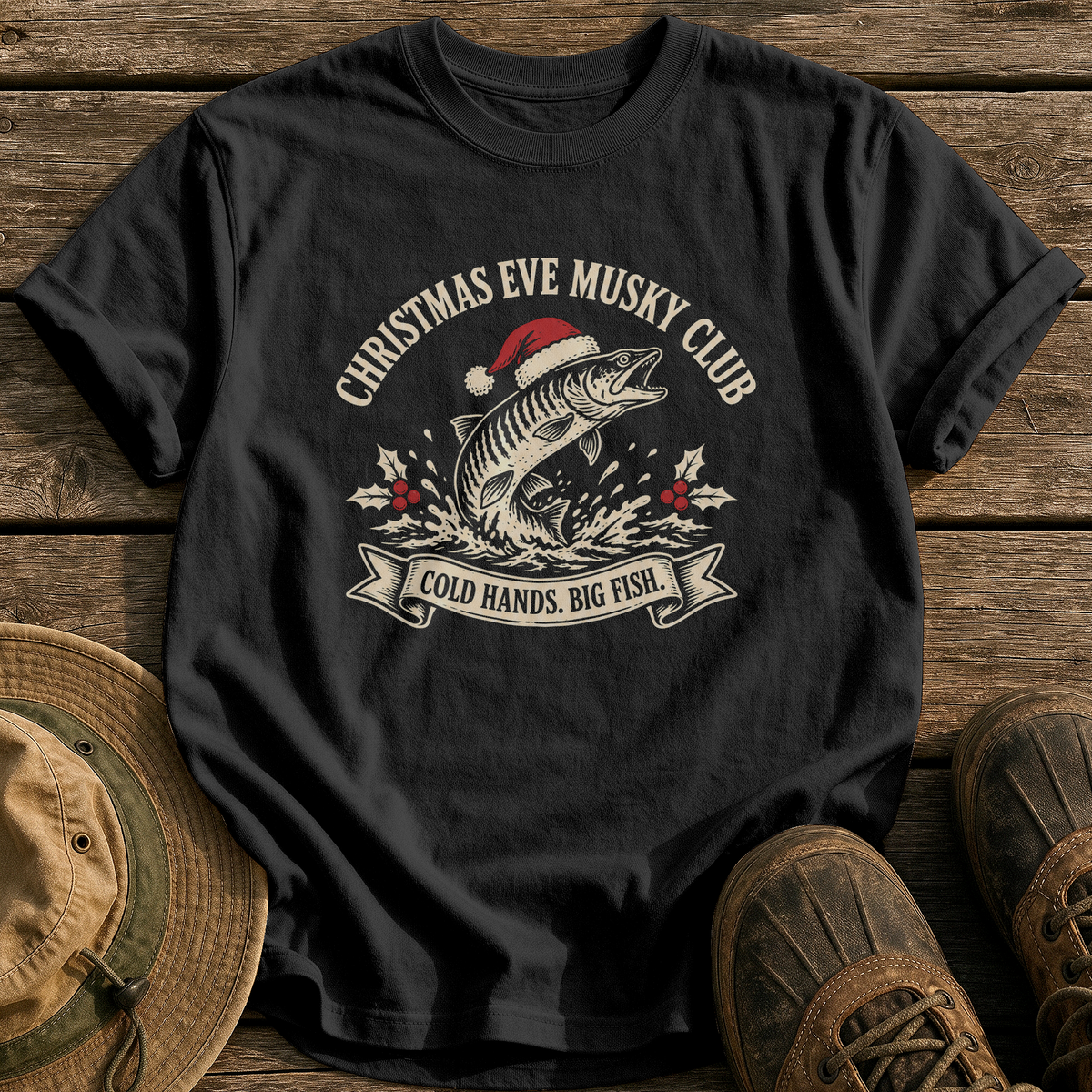 Christmas Eve Musky Club tee - Black - front