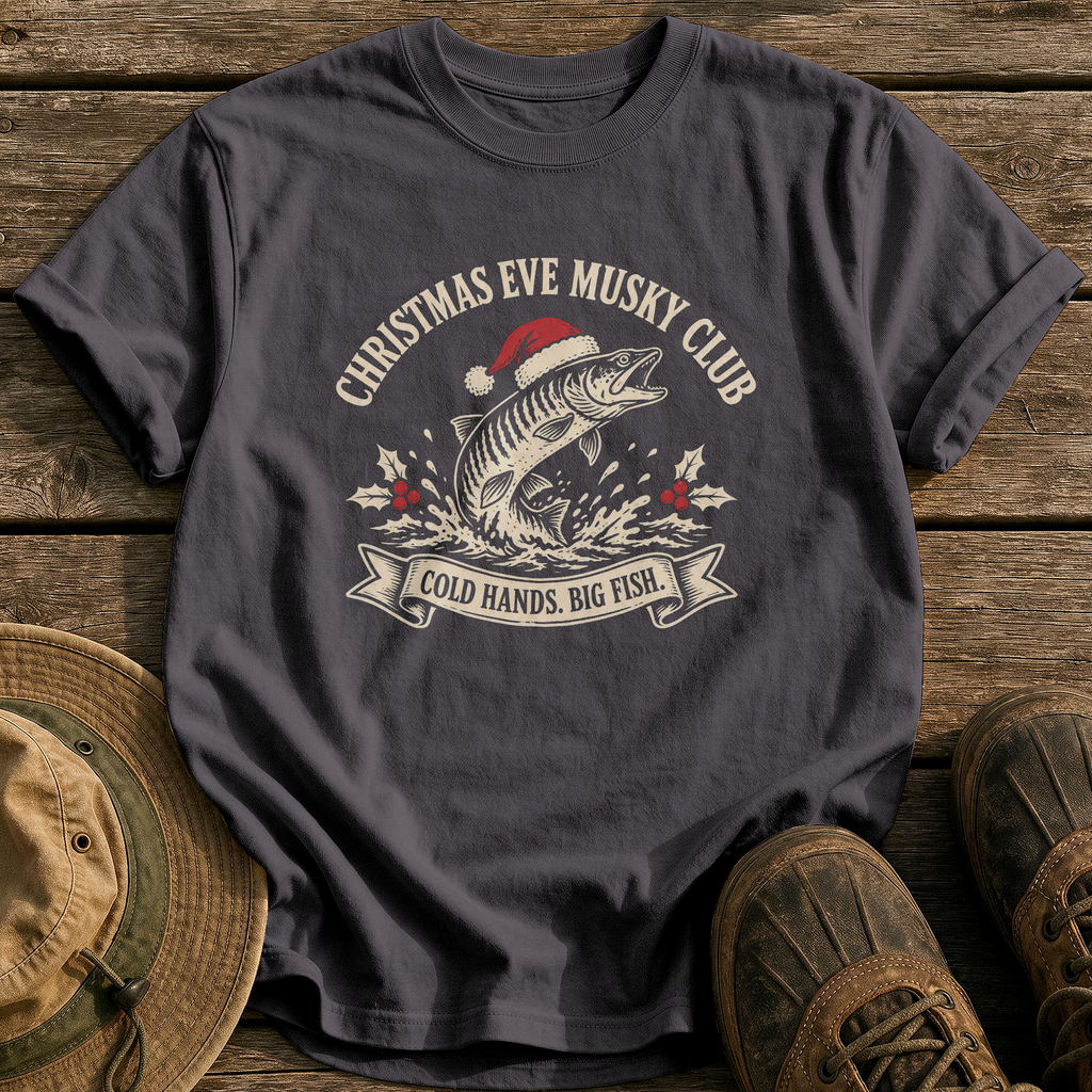 Christmas Eve Musky Club tee - Graphite - front