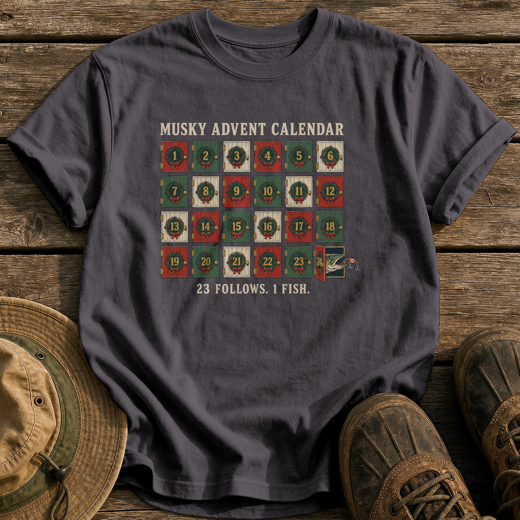 Musky Advent Calendar tee - Graphite - front