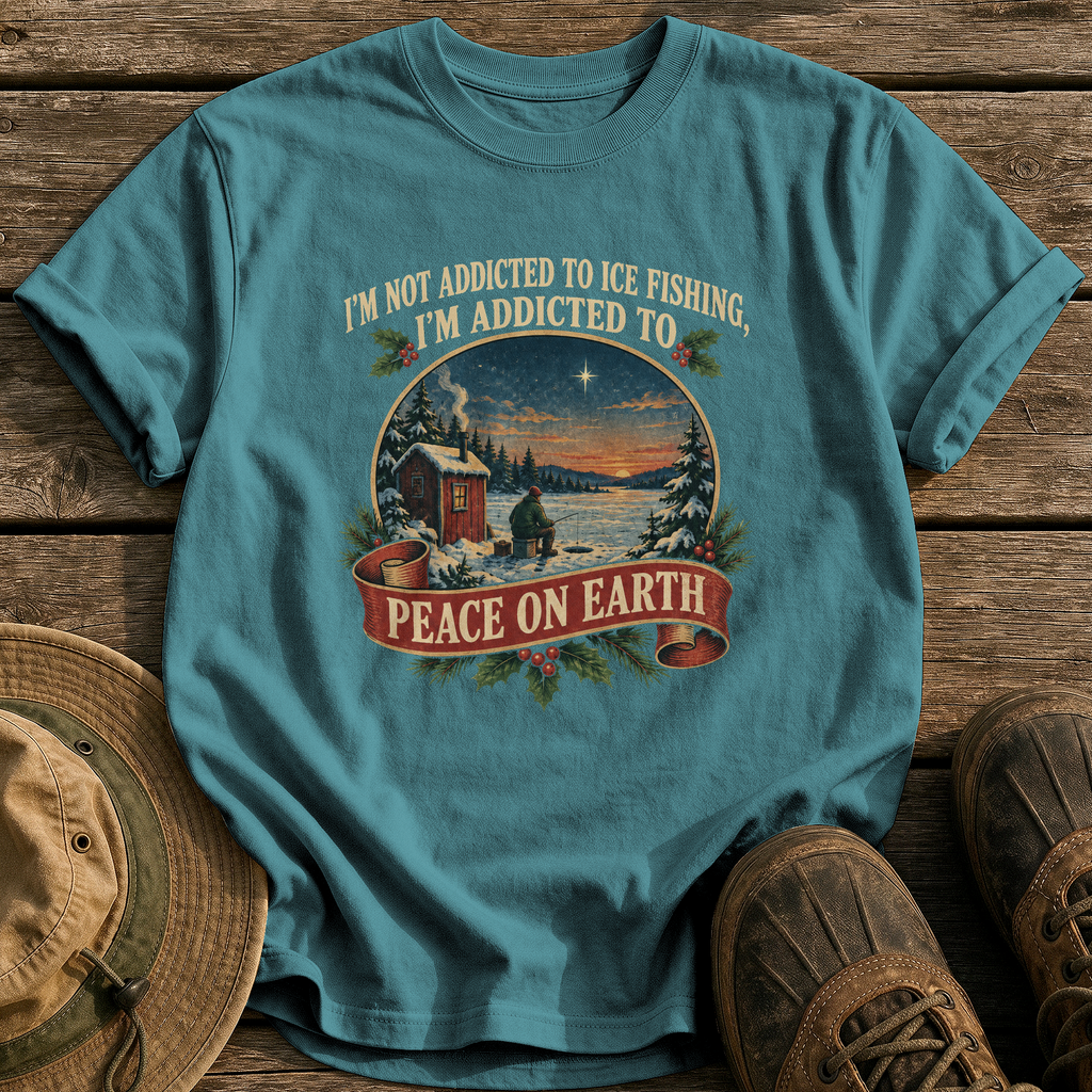Addicted To Peace On Earth tee - Blue Spruce - front