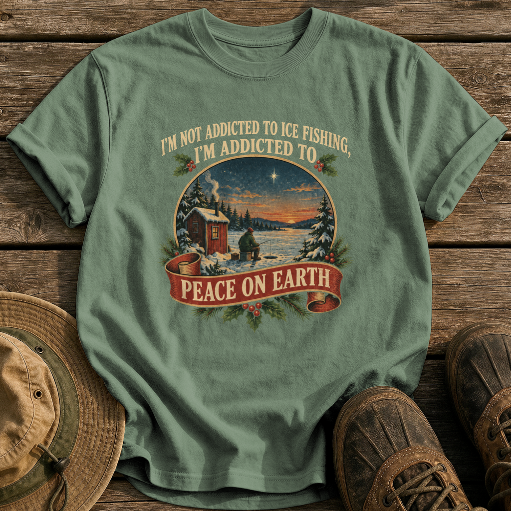 Addicted To Peace On Earth tee - Moss - front