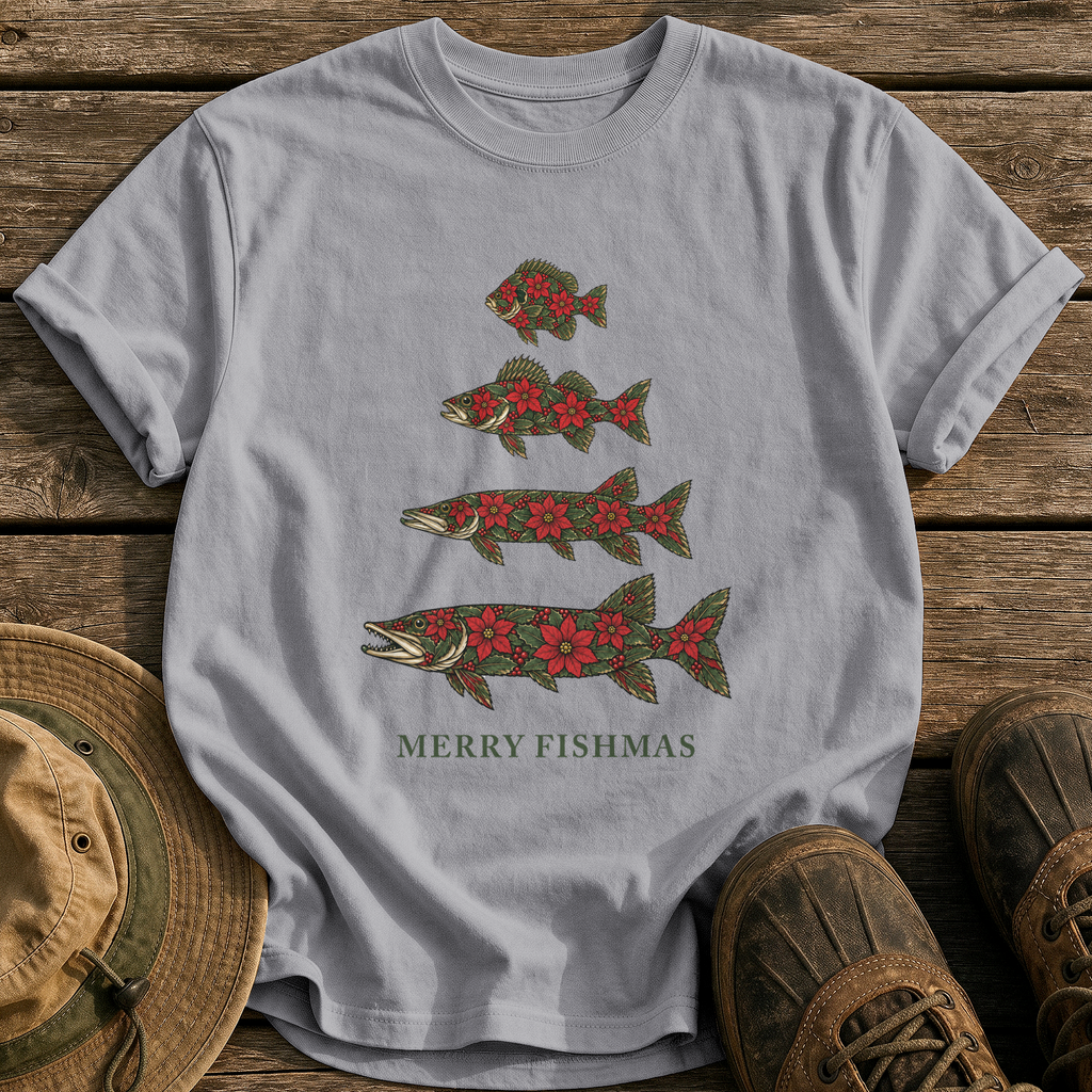 Poinsettia Fish Tree tee - Grey - front