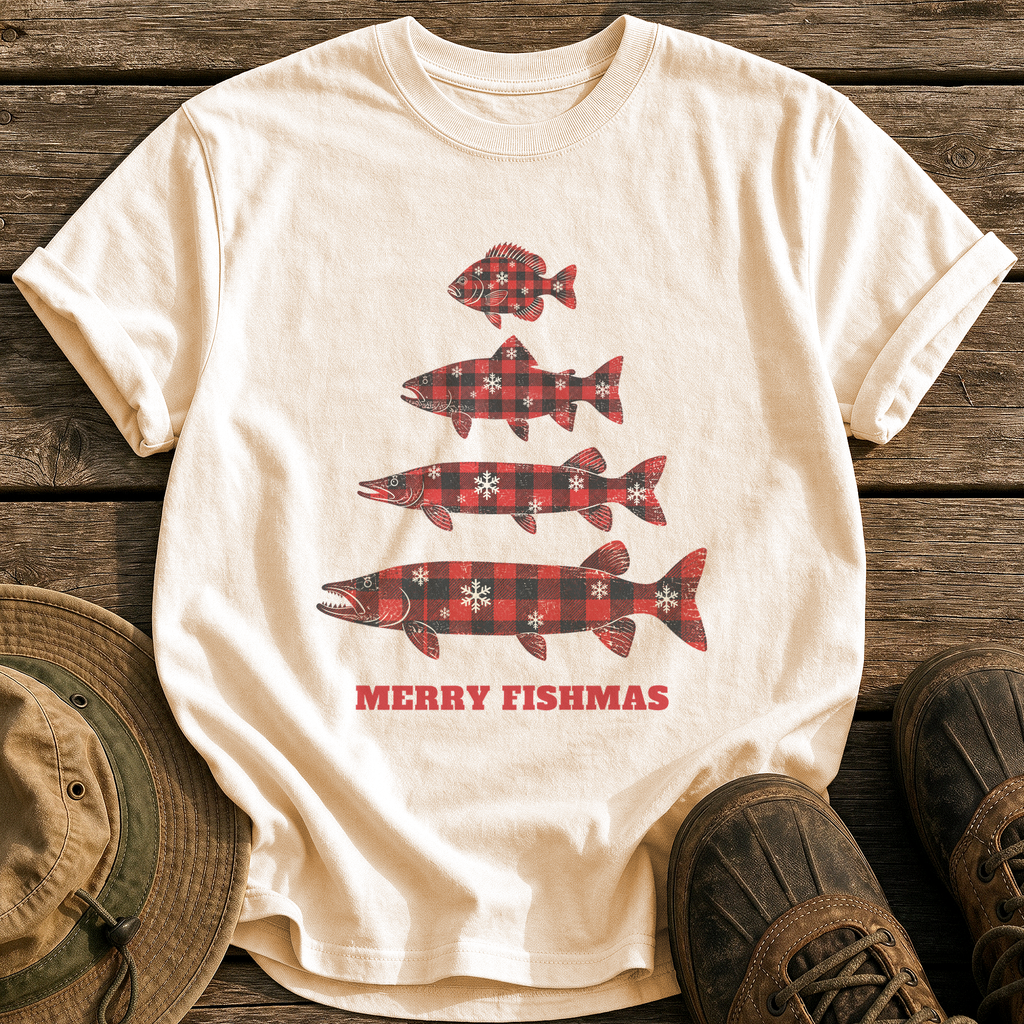 Flannel Fish Tree tee - Ivory - front