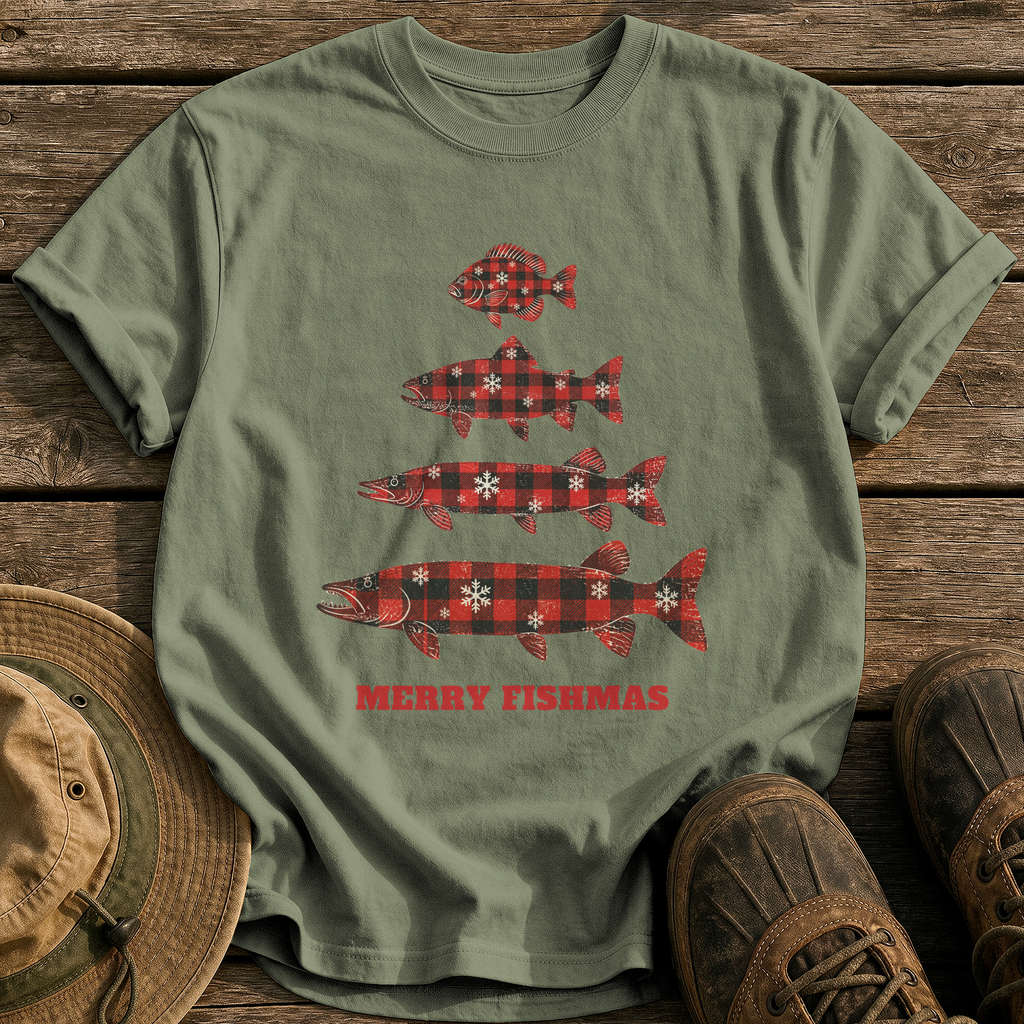 Flannel Fish Tree tee - Sage - front