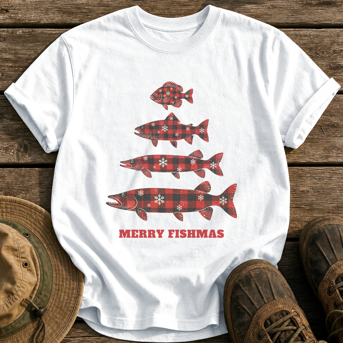 Flannel Fish Tree tee - White - front