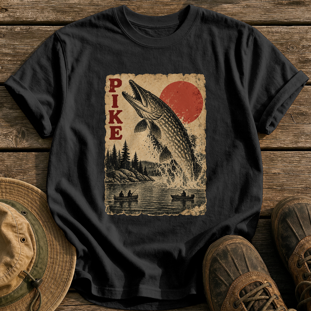 Pike Monster Poster tee - Black - front
