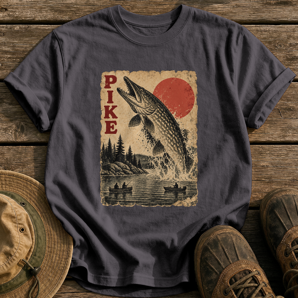 Pike Monster Poster tee - Graphite - front