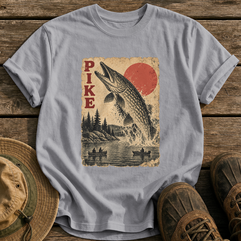 Pike Monster Poster tee - Grey - front