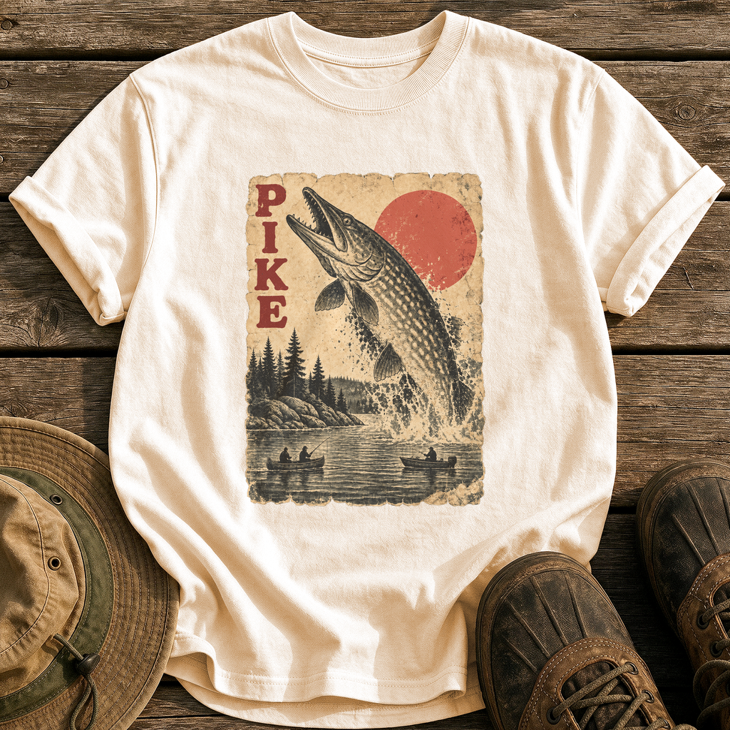 Pike Monster Poster tee - Ivory - front