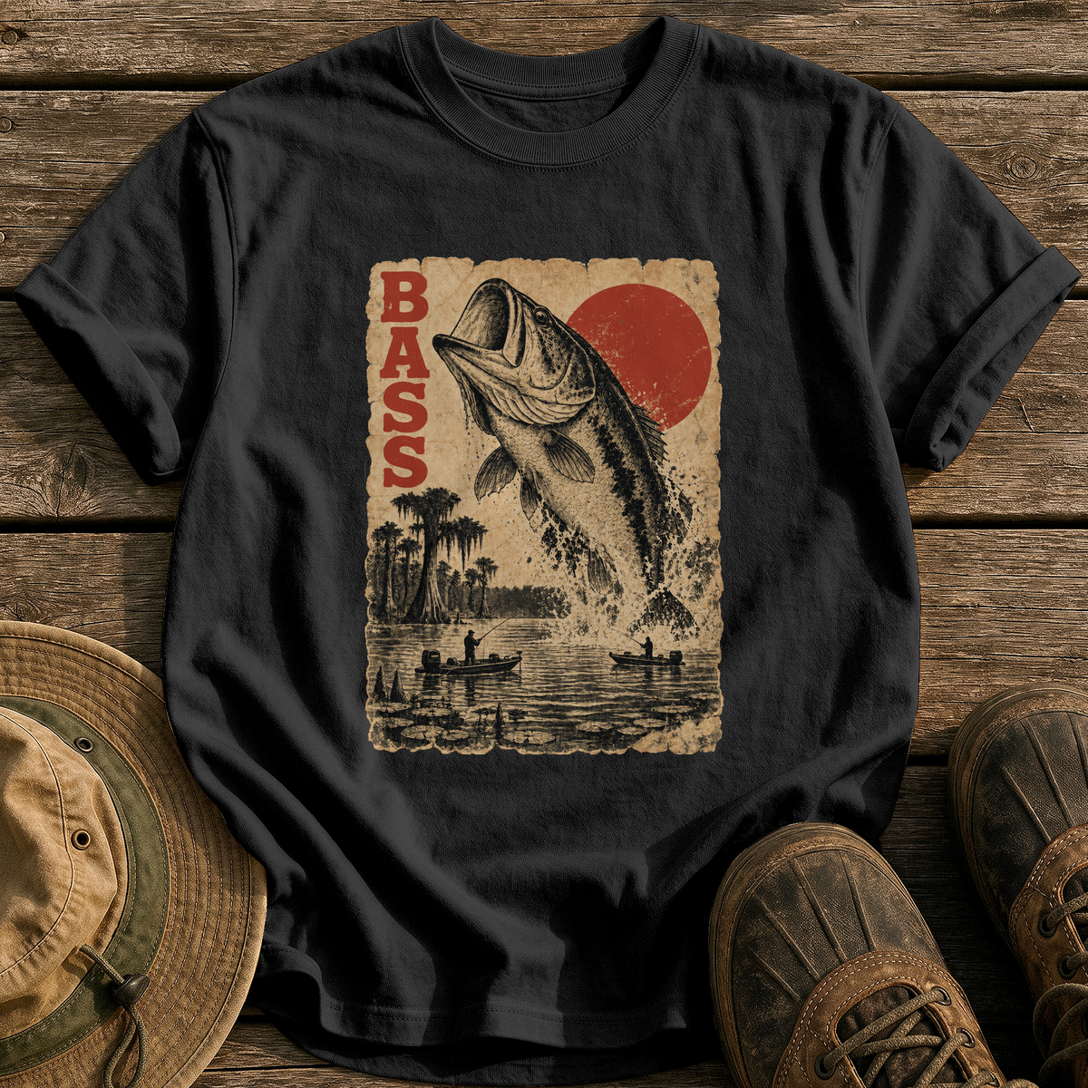 Bass Monster Poster tee - Black - front