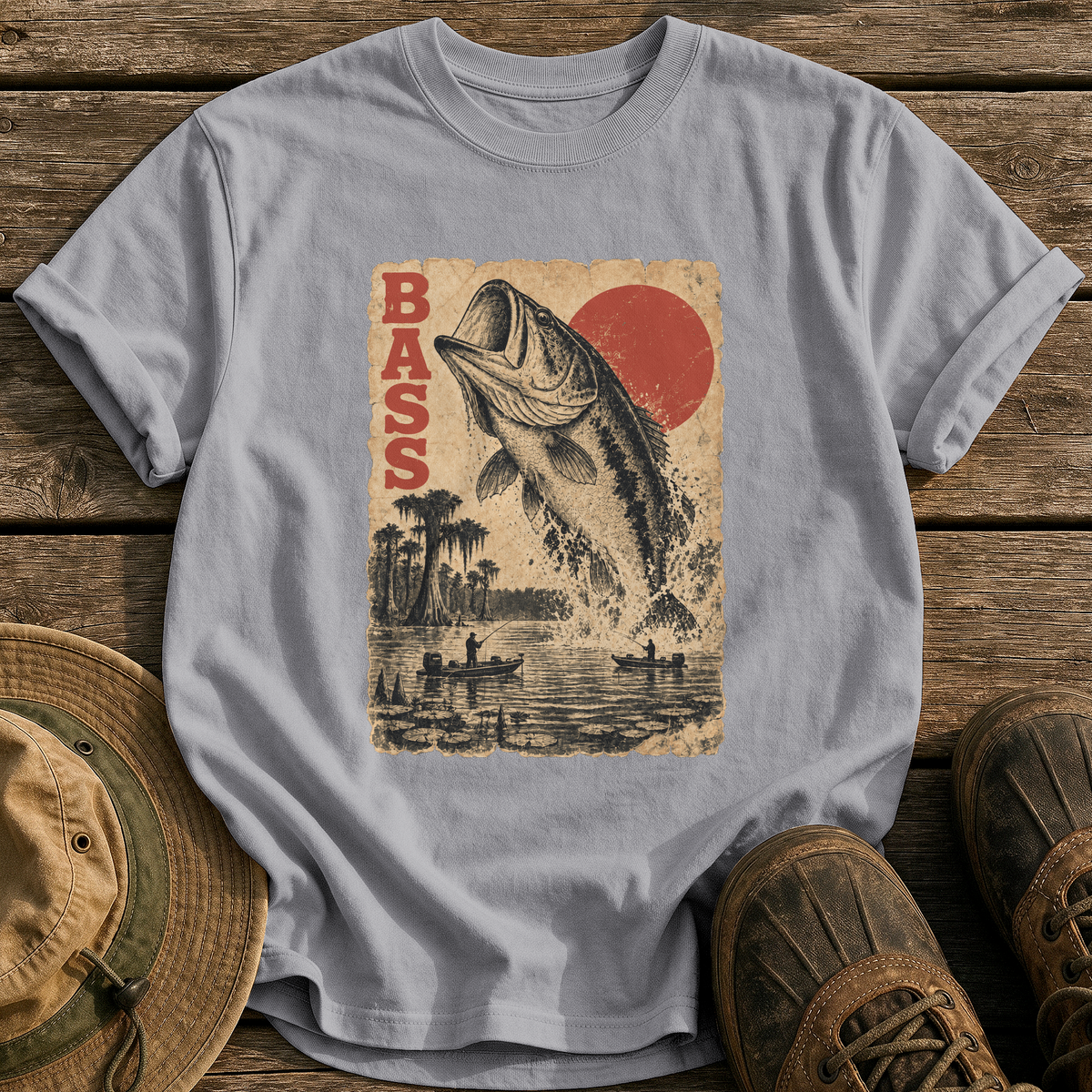 Bass Monster Poster tee - Grey - front